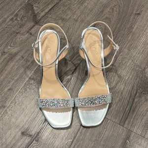 Jewel Badgley Mischka Silver Heels